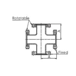 CF Cross Equal 4-way Rotatable DN16 Stainless Steel 304