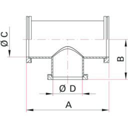 ISO-K Tee Reducing DN100 to DN63 Stainless Steel 304