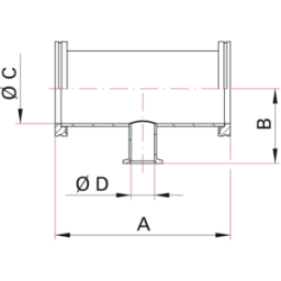 Tee Reducing DN63 ISO-K to DN25-KF Stainless Steel 304