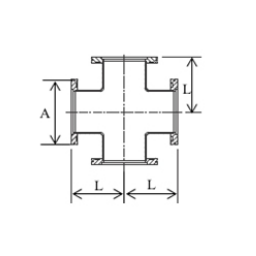 ISO-K Cross Equal 4-way DN200 Stainless Steel 304