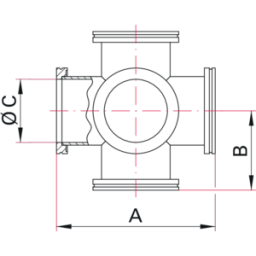 ISO-K Cross Equal 6-way DN63 Stainless Steel 304