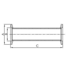 KF Full Nipple DN16 Length 80 tube OD: 19.1 Stainless Steel 304