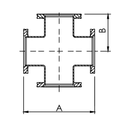 ISO-K Cross Equal 4-way DN63 Stainless Steel 304