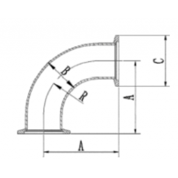 KF Elbow 90° Radius DN10 Stainless Steel 304