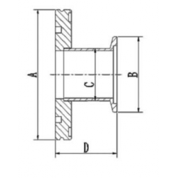 Adaptor DN63 ISO-K to DN16-KF Stainless Steel 304